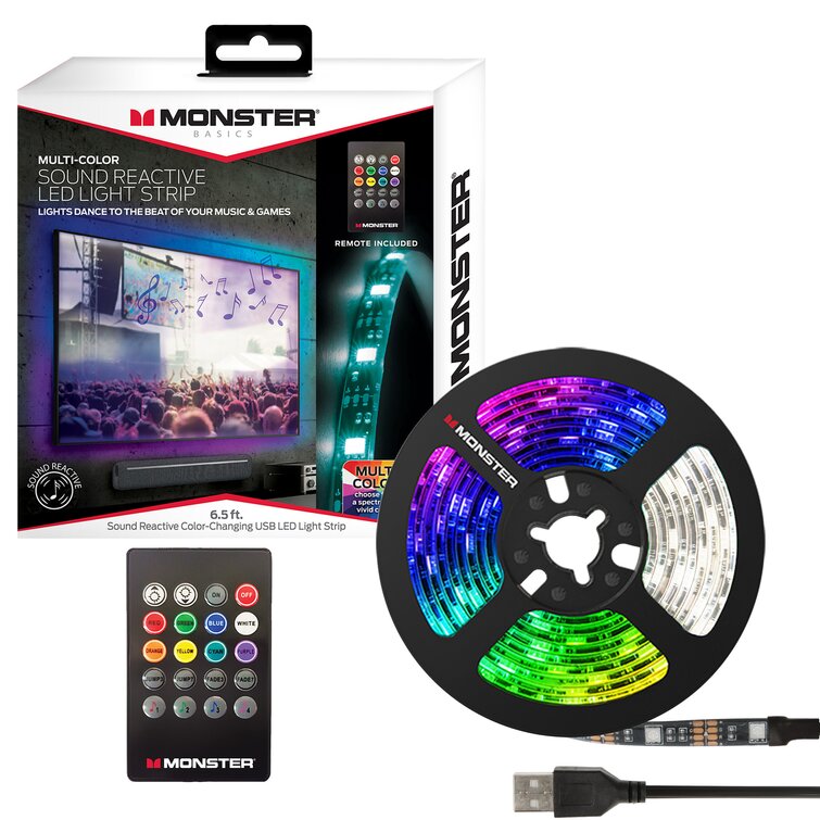 Monster 6.5ft Multi Color Sound Reactive LED Light Strip Remote